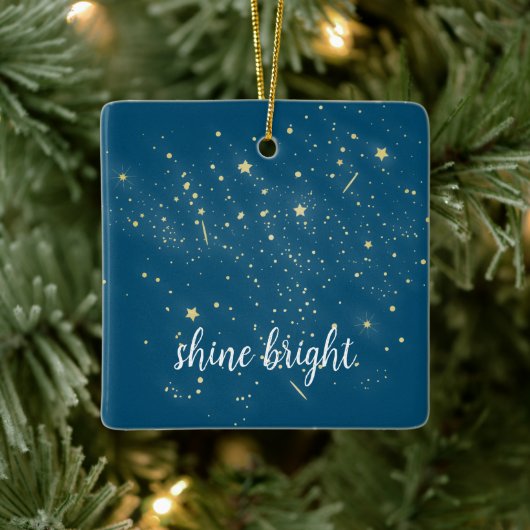 金ゴールド白熱［赤熱］光を放つ星 セラミックオーナメント (ツリー)