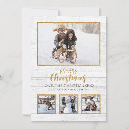 金ゴールド白素朴木写真クリスマス (正面)