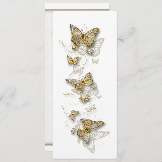 金ゴールド白結婚婚約記念日 招待状 (正面/裏面)