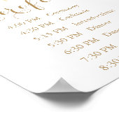 金ゴールド白結婚花イベント標識 ポスター (角)