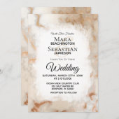 *~*金ゴールド白芸術的大理石AR2結婚s 招待状 (正面/裏面)