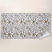 金ゴールド白蓮の花 ビーチタオル (正面)