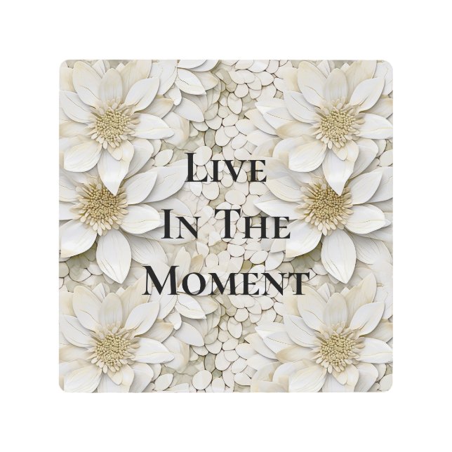 金ゴールド白蓮の花 メタルプリント (正面)