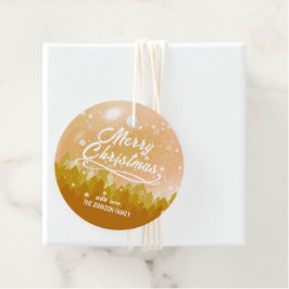 金ゴールド白雪の森クリスマス新年 フェイバータグ