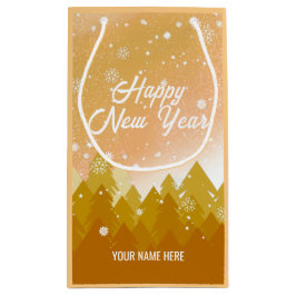 金ゴールド白雪平和な森クリスマス新年 スモールペーパーバッグ