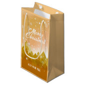 金ゴールド白雪平和な森クリスマス新年 スモールペーパーバッグ (正面アングル)