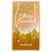 金ゴールド白雪平和な森クリスマス新年 スモールペーパーバッグ (正面)