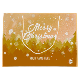 金ゴールド白雪平和な森クリスマス新年 ラージペーパーバッグ