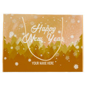 金ゴールド白雪平和な森クリスマス新年 ラージペーパーバッグ (裏面)