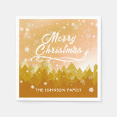 金ゴールド白雪平和な森メリークリスマス スタンダードカクテルナプキン (正面)