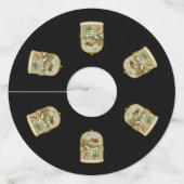 金ゴールド白鳥の冬の農場のシーン ワイングラスタグ (正面)