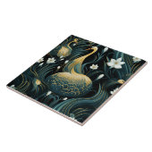 金ゴールド白鳥、白い花、アート中国のの影響 タイル (側面)