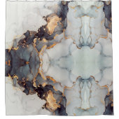 金ゴールド白黒かわいらし大理石 シャワーカーテン (正面)