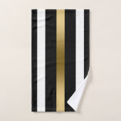 金ゴールド白黒のストライプ バスタオルセット (ハンドタオル)