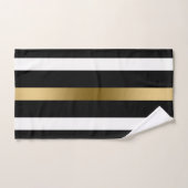 金ゴールド白黒のストライプ バスタオルセット (ハンドタオル)