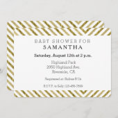 金ゴールド白黒の赤ストライプちゃんシャワー 招待状 (正面/裏面)