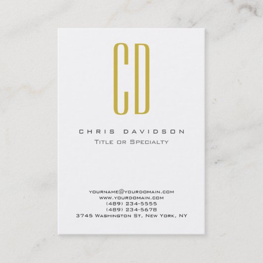 金ゴールド白黒カラーモノグラム名刺 名刺 (正面)