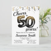 金ゴールド白黒クラシー50歳誕生日パーティー 招待状 (スタンド正面)