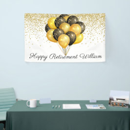 金ゴールド白黒グリッター退職 横断幕