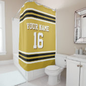 金ゴールド白黒スストライプポーツジャージー シャワーカーテン (インサイチュ)