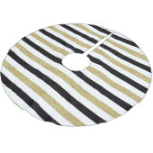 金ゴールド白黒ストライプクリスマス ブラッシュドポリエステルツリースカート (アングル)