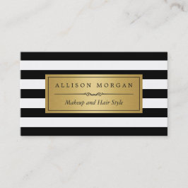 金ゴールド白黒ストライプリマインダーアポイントメントカード 予約カード