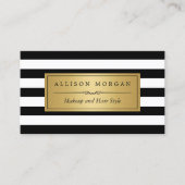 金ゴールド白黒ストライプリマインダーアポイントメントカード 予約カード (正面)