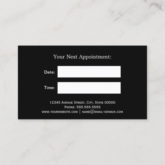 金ゴールド白黒ストライプ美容師アポイントメント 予約カード (裏面)