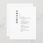金ゴールド白黒タイポグラフィの結婚バーメニュー (正面/裏面)