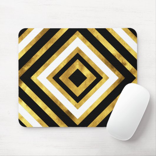 金ゴールド白黒ダイヤモンド幾何学模様 マウスパッド (マウス)