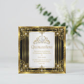 金ゴールド白黒パールプリンセスキンセアニェラ 招待状 (スタンド正面)