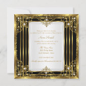 金ゴールド白黒パールプリンセスキンセアニェラ 招待状 (裏面)