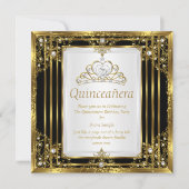 金ゴールド白黒パールプリンセスキンセアニェラ 招待状 (正面)
