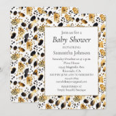 金ゴールド白黒ヒョウ印刷 招待状 (正面/裏面)