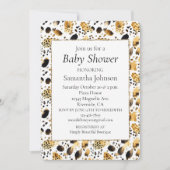 金ゴールド白黒ヒョウ印刷 招待状 (正面)