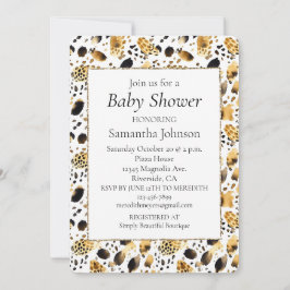 金ゴールド白黒ヒョウ印刷 招待状