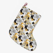 金ゴールド白黒ヒョウ ラージクリスマスストッキング (正面 (吊り時))