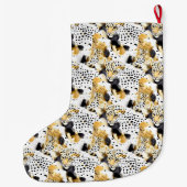 金ゴールド白黒ヒョウ ラージクリスマスストッキング (裏面)