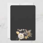 金ゴールド白黒フラワーズブライダルルンチョン 招待状 (裏面)