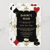 金ゴールド白黒ベガスカジノバチェロレッテウィークエンド 招待状 (正面/裏面)