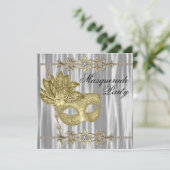 金ゴールド白黒マスカレードパーティー 招待状 (スタンド正面)