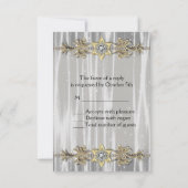 金ゴールド白黒マスカレードパーティーRSVP 出欠カード (裏面)