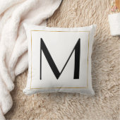 金ゴールド白黒モパーソナライズされたノグラム文字 クッション (ブランケット)