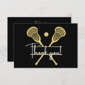 金ゴールド白黒ラクロススポーツ サンキューカード (正面/裏面)