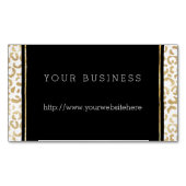 金ゴールド白黒レオパード印刷 マグネット名刺 (正面)