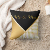 金ゴールド白黒人魚デザイン結婚枕 クッション (ブランケット)