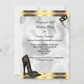 金ゴールド白黒仮装パーティーマスクジュエル 招待状 (裏面)