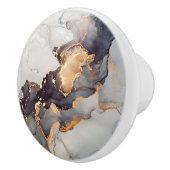 金ゴールド白黒大理石 セラミックノブ (右)