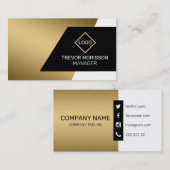 金ゴールド白黒幾何学 名刺 (正面/裏面)