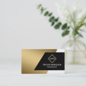 金ゴールド白黒幾何学 名刺 (スタンド正面)